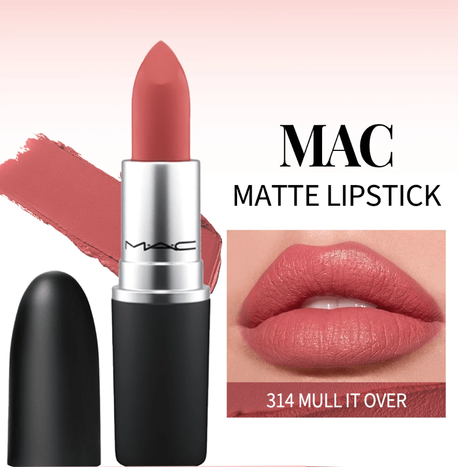 MAC Labial Powder Kiss 314 MULL IT OVER Maquillaje Color de Labios 0.1oz/3g Melocotón Suave Mate