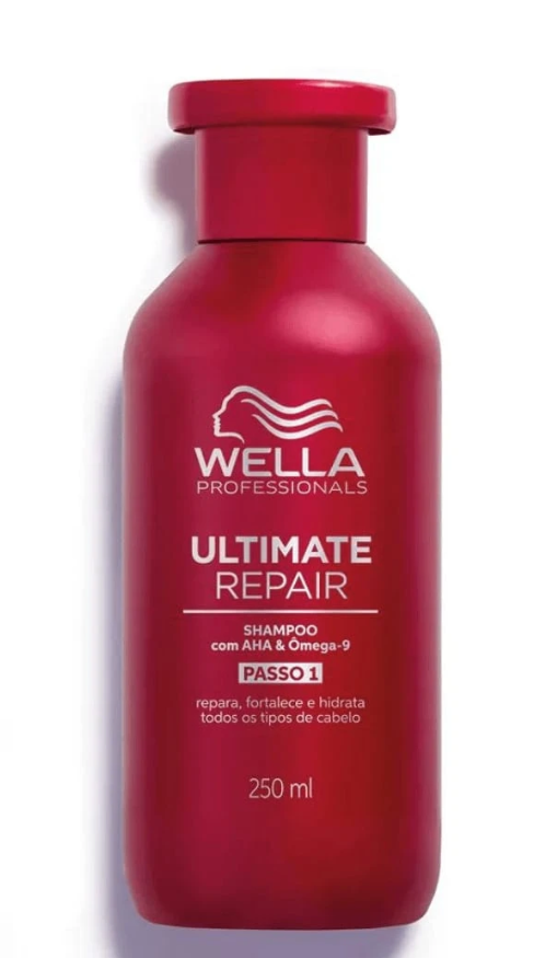 Wella Champú de reparación definitiva 100ml/3.3oz 250ml/8.4oz para cabello dañado, repara, fortalece y hidrata con AHA y Omega-9,