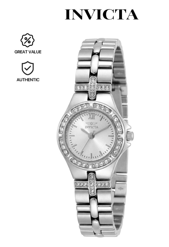 Reloj de mujer Invicta 0132 Wildflower de cuarzo con 3 manecillas y esfera plateada