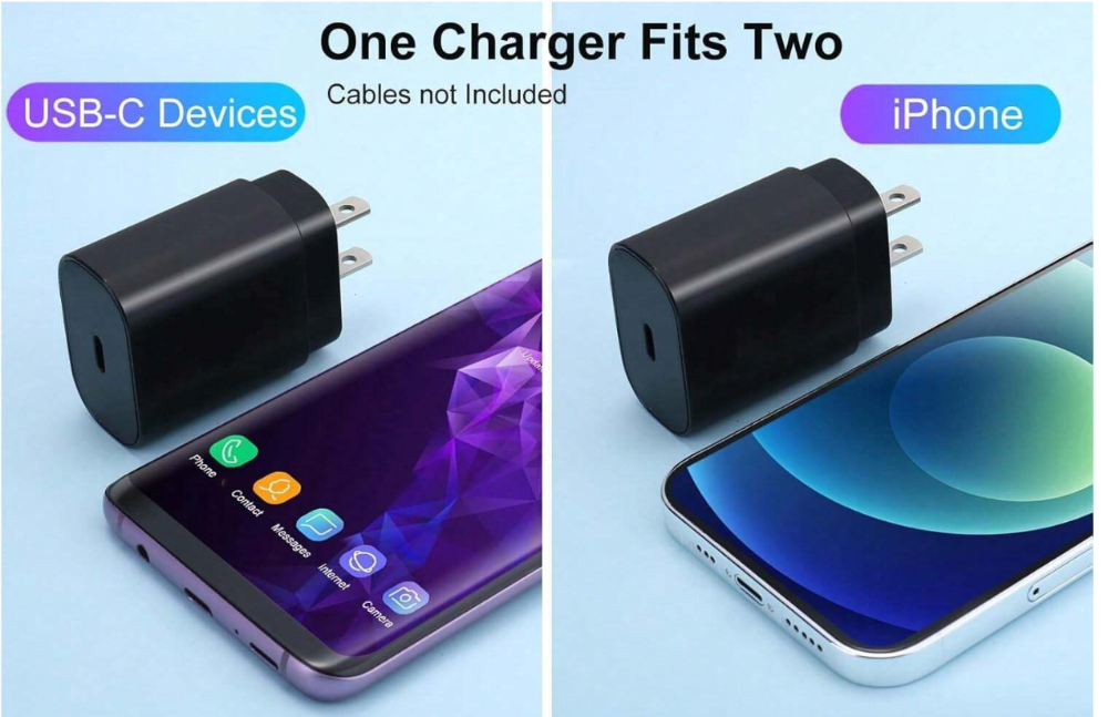 Adaptador de pared USB C, cargador de pared tipo C de carga rápida súper de 25W PD compatible con Samsung Galaxy S25/S24/S23/S22/S21/S20 Ultra/Plus/S20FE/S10/A13/A53/A71/Note 20 Ultra/10, compatible con iPhone 17 16e/15/14/13/12/11/Pro/Pro Max/Plus de carga rápida