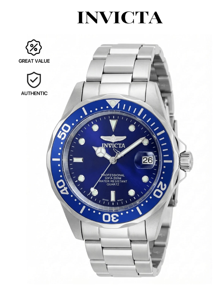 Reloj Invicta para hombre 9204 Pro Diver de cuarzo con 3 manecillas y esfera azul