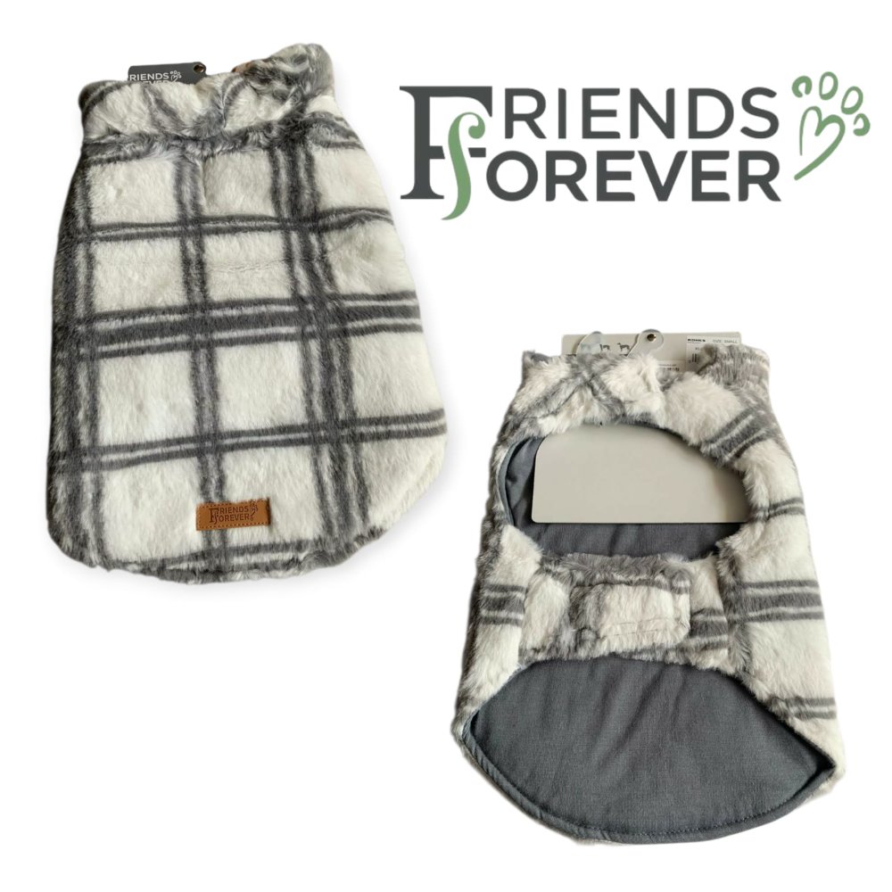 FRIENDS FOR EVER T/S ROPA PARA MASCOTA (PERRO) GRIS BLANCO CUADRICULADO