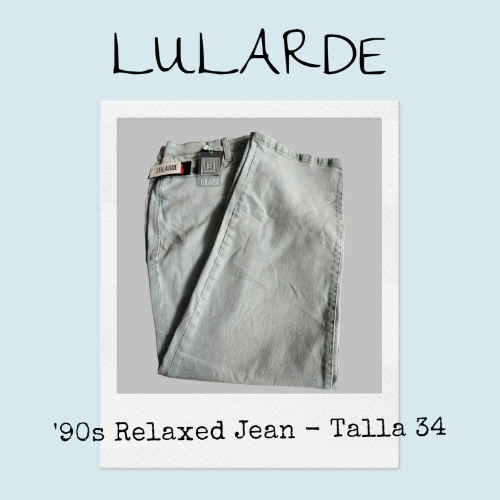 LULARDE Pantalón de lona T/34 para mujer, celeste, Talla 34 - 90s RELAXED JEAN