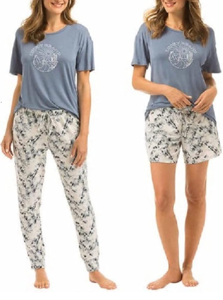Lucky Brand Pijama T/XXL Azul  Manchado 3pzs para dama