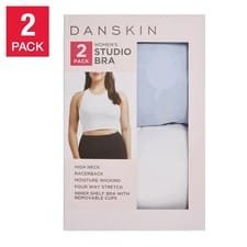 DANSKIN Top sujetador T/L para mujer, Celeste/Blanco
