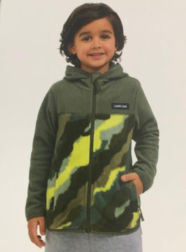 LANDS END CHUMPA T/3 CON CAPUCHA PARA NIÑO VERDE COMANDO