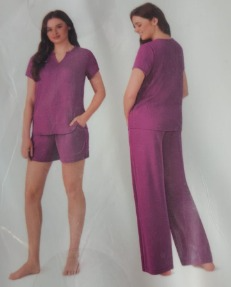 MIDNIGHT Pijama T/M de 3 piezas para mujer rosado fuerte Talla M