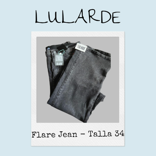 LULARDE Pantalón de lona T/34 para mujer, negro manchado, Talla 34 - FLARE JEAN