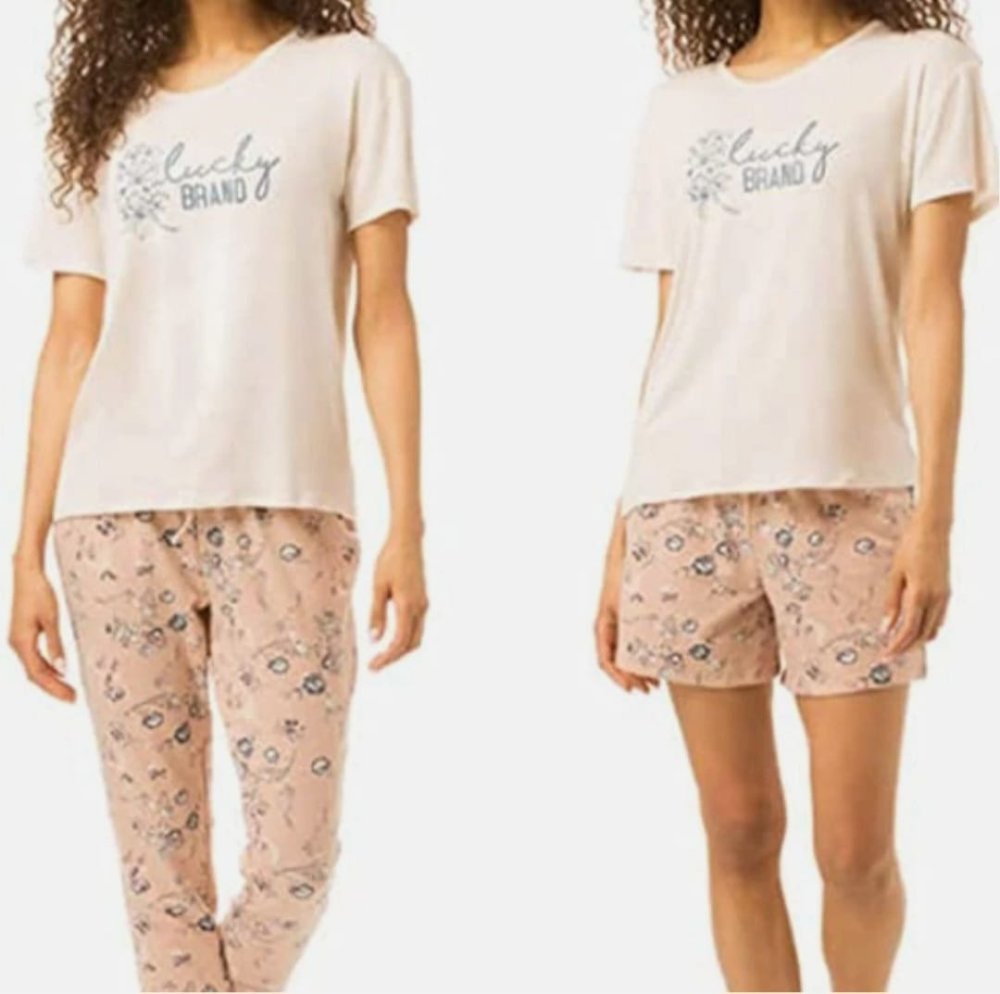 Lucky Brand Pijama T/XL Rosada  Flores 3pzs para dama