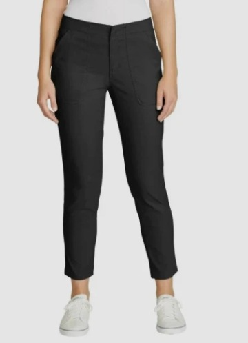 EDDIE BAUER Pantalón recto T/8 al tobillo negro para dama con zíper en bolsillos