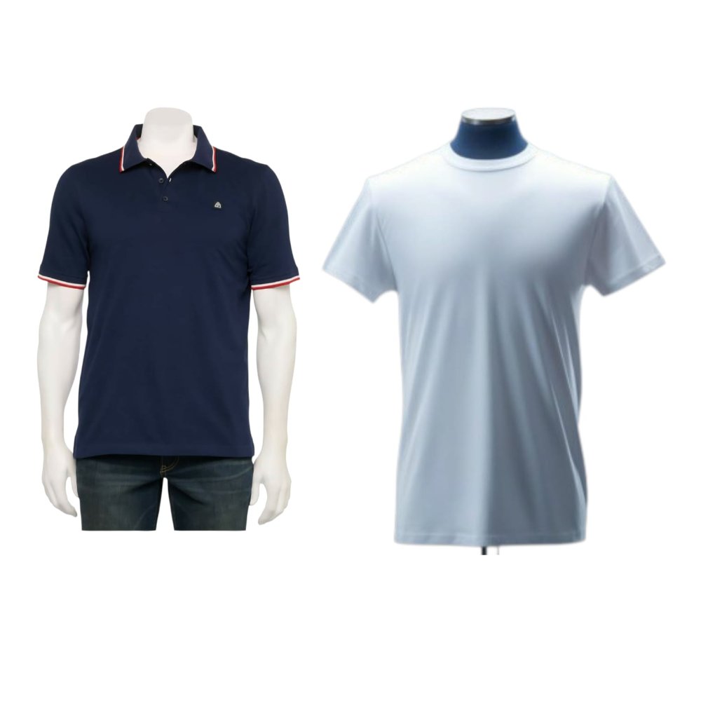 MATIX 2pack T/M camisa tipo polo azul marino y playera blanca para hombre