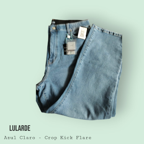 LULARDE Pantalón de lona T/34 para mujer, azul claro, Talla 34 CROP KICK FLARE