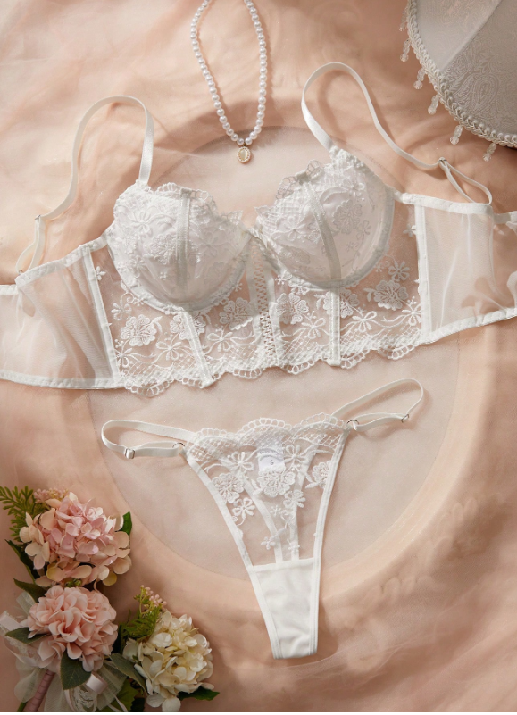 Conjunto lancería 2 piezas (blanco) TALLA L  4127