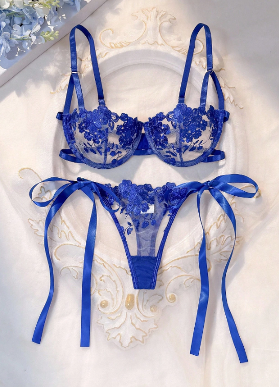 Conjunto lancería 2 piezas (AZUL) TALLA S 4167