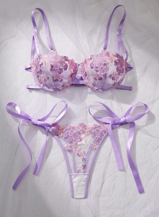 Conjunto lancería 2 piezas (Lila) TALLA M
