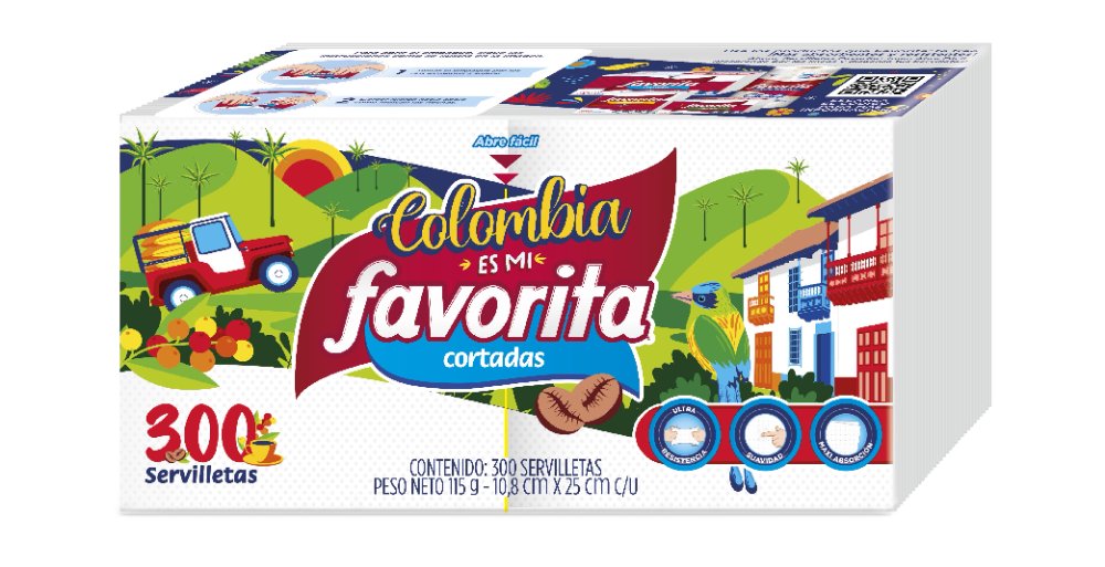 SERVILLETA FAVORITA PAQUETE X 300 UNDS
