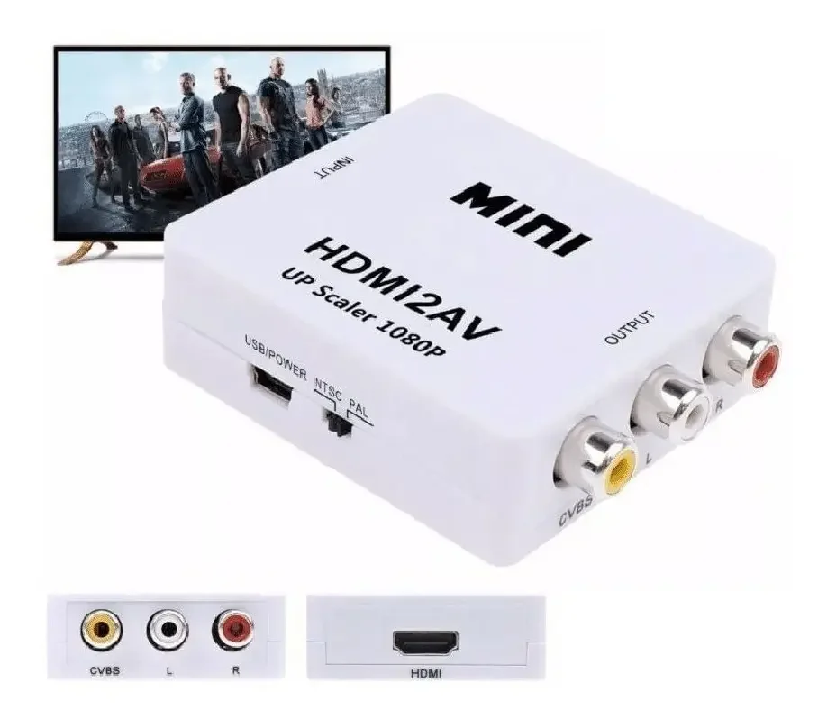 Convertidor Hdmi A Av Rca Monitor Audio Video Full Hd Nuevo