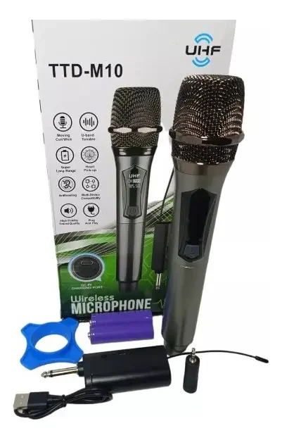 Micrófono Inalámbrico Recargable Uhf Con Baterías Incluidas