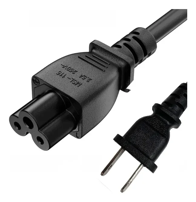 Cable De Poder Tipo Trebol Negro