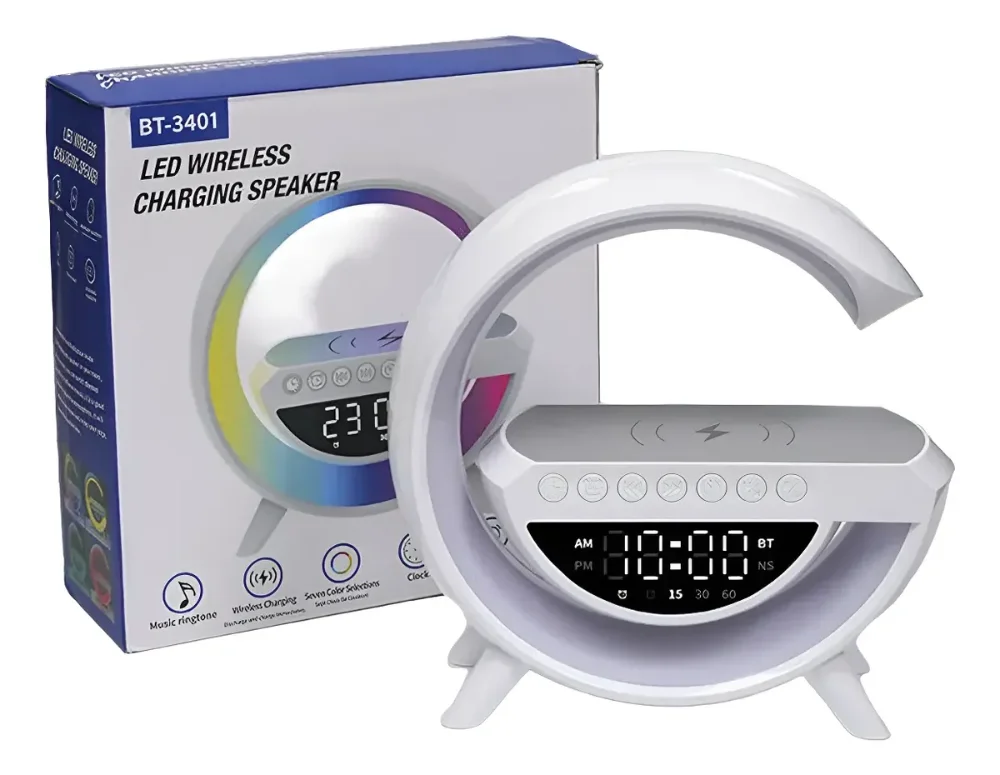 Corneta Lampara Con Altavoz, Reloj, Alarma Y Radio Bt-3401