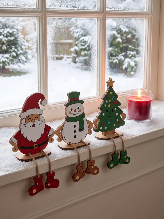 Placas decorativas de madera navideñas 3 piezas