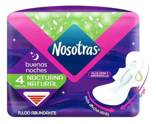 TOALLA NOSOTRAS BUENAS NOCHES NATURAL TELA X4