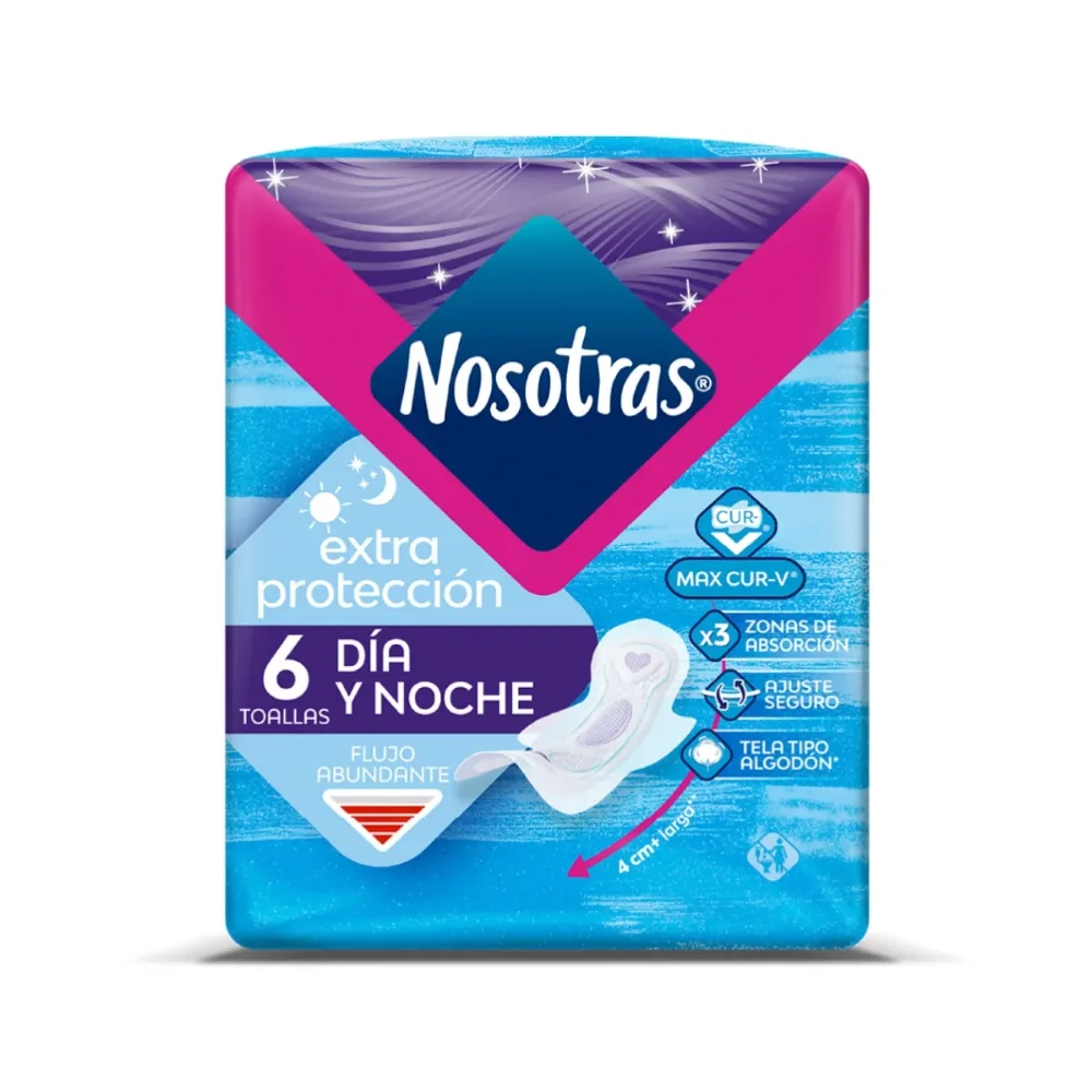 TOALLAS NOSOTRAS EXTRA PROTECCION TELA TIPO ALGODON  X6 UND