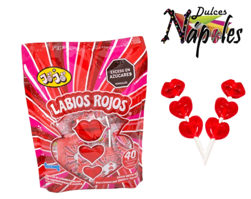 CHUPETA LABIOS ROJOS X 40 UND