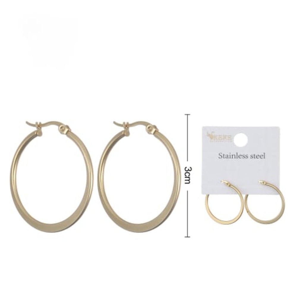 ARETES ARO CLÁSICO DE ACERO INOXIDABLE – DORADO (500455)