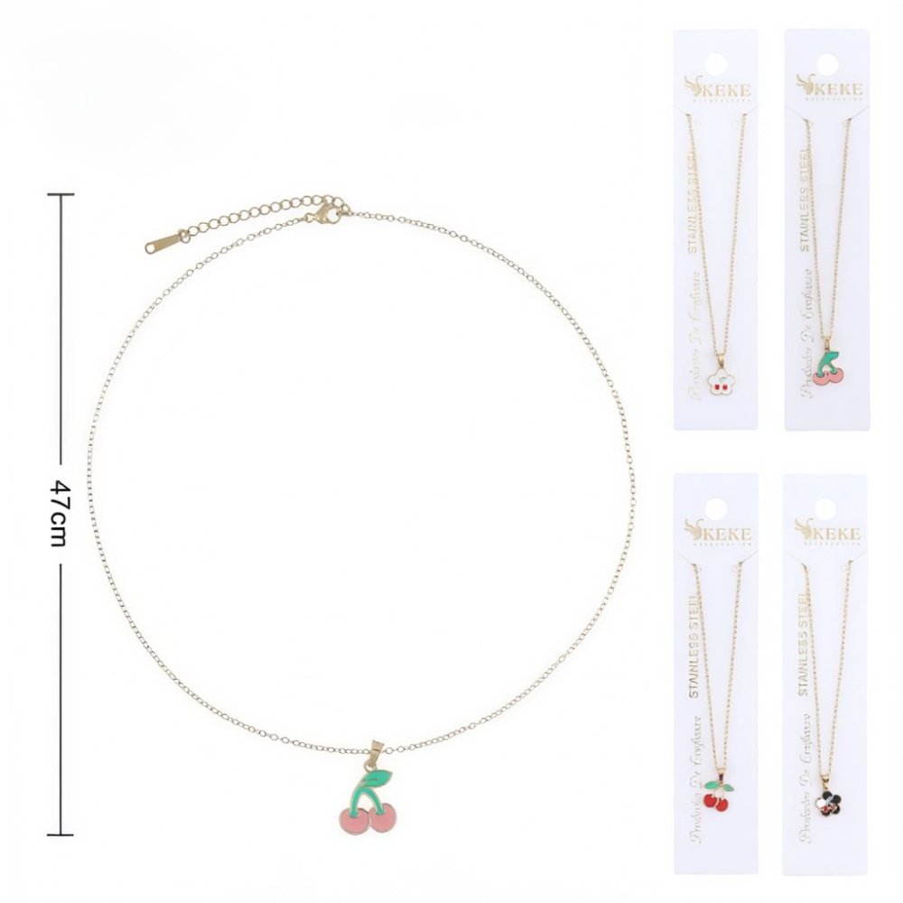 COLLAR DE ACERO INOXIDABLE CON DIJE DE CEREZA