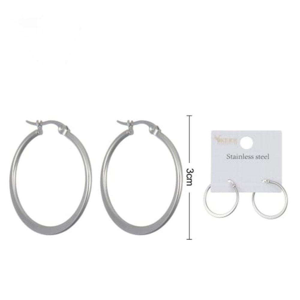 ARETES ARO CLÁSICO DE ACERO INOXIDABLE – PLATEADO (500456)