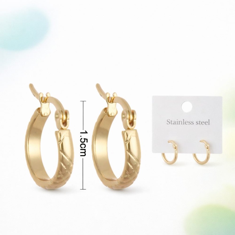ARETES DE ARO ACERO DORADO 1.5 CM