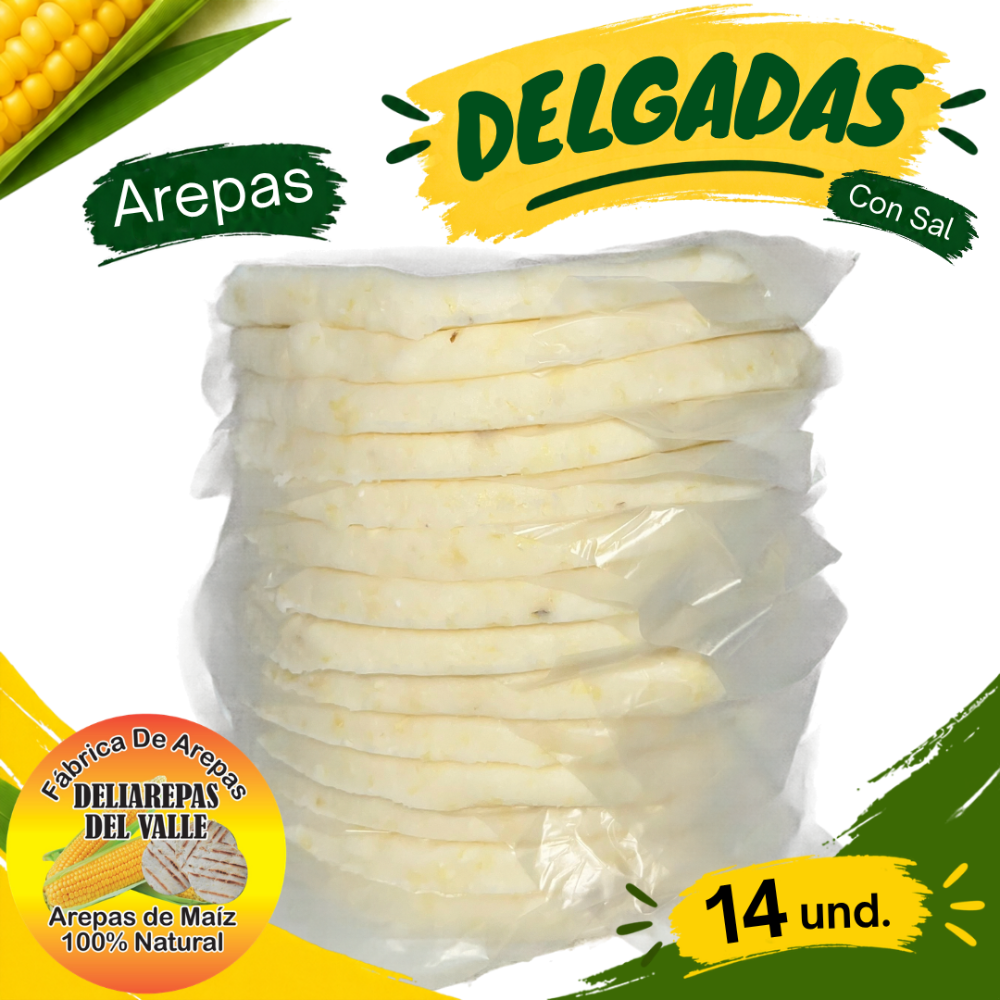 Arepas delgadas con sal x14 und.