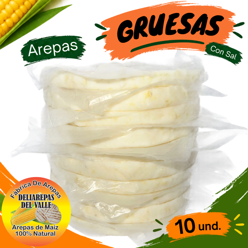 Arepas gruesas con sal x10 und.