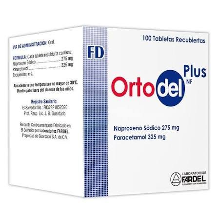 ORTODEL PLUS NF NAPROXENO / PARACETAMOL