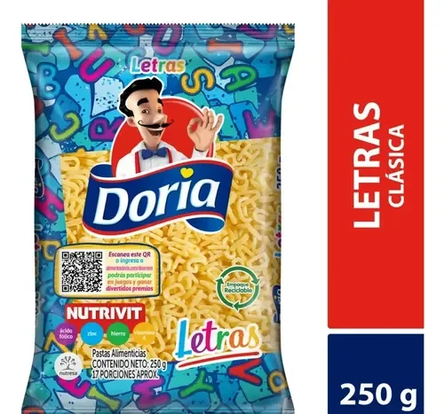 PASTA DORIA LETRAS X 250GM