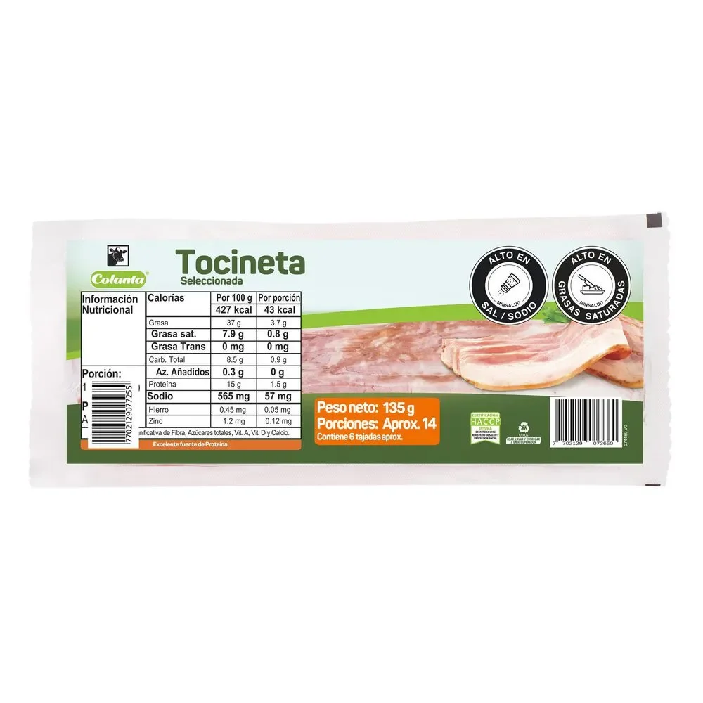 TOCINETA X 135GR COLANTA