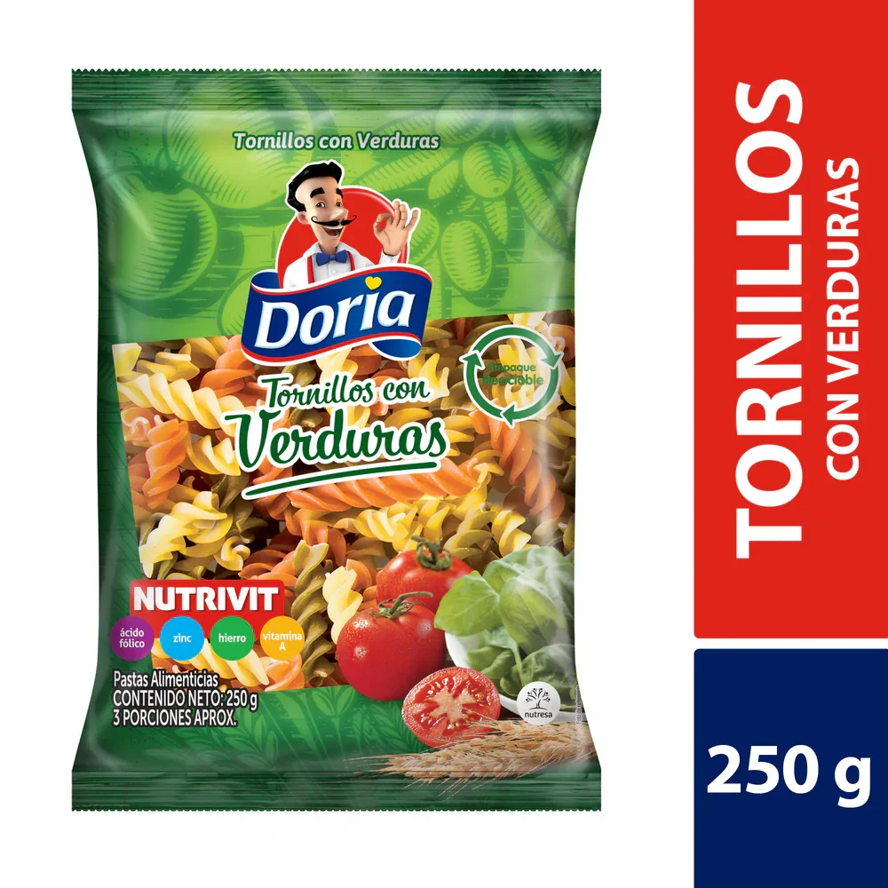 PASTA TORNILLO CON VERDURAS X250 DORIA
