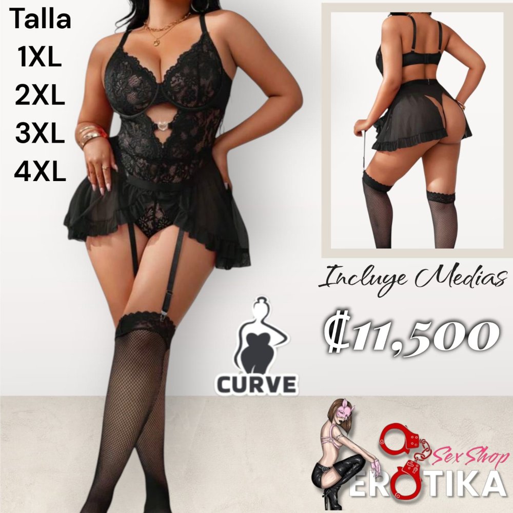 Talla Plus negro con medias