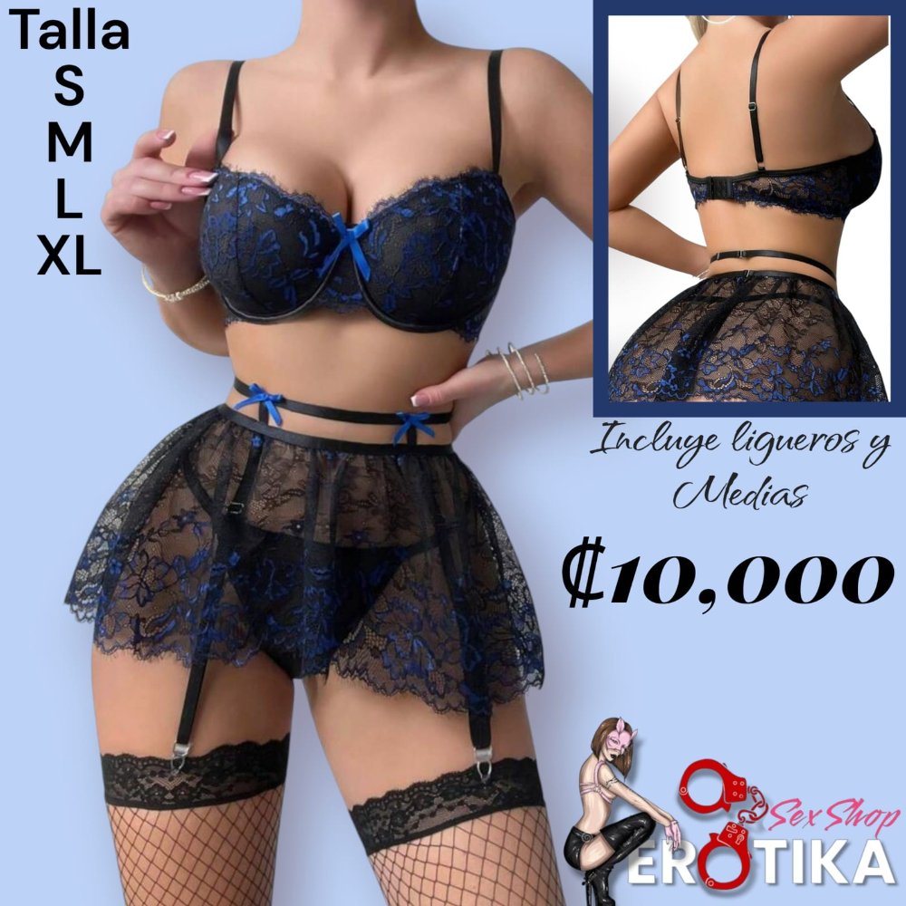 Negro con Azul y medias