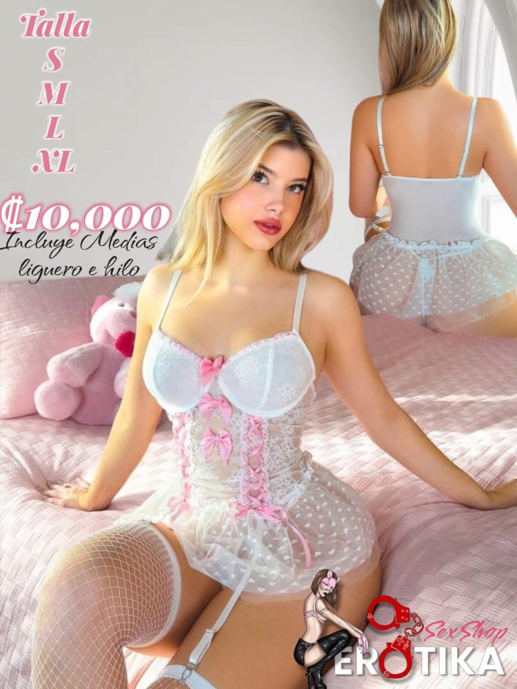 Blanco con rosado y medias
