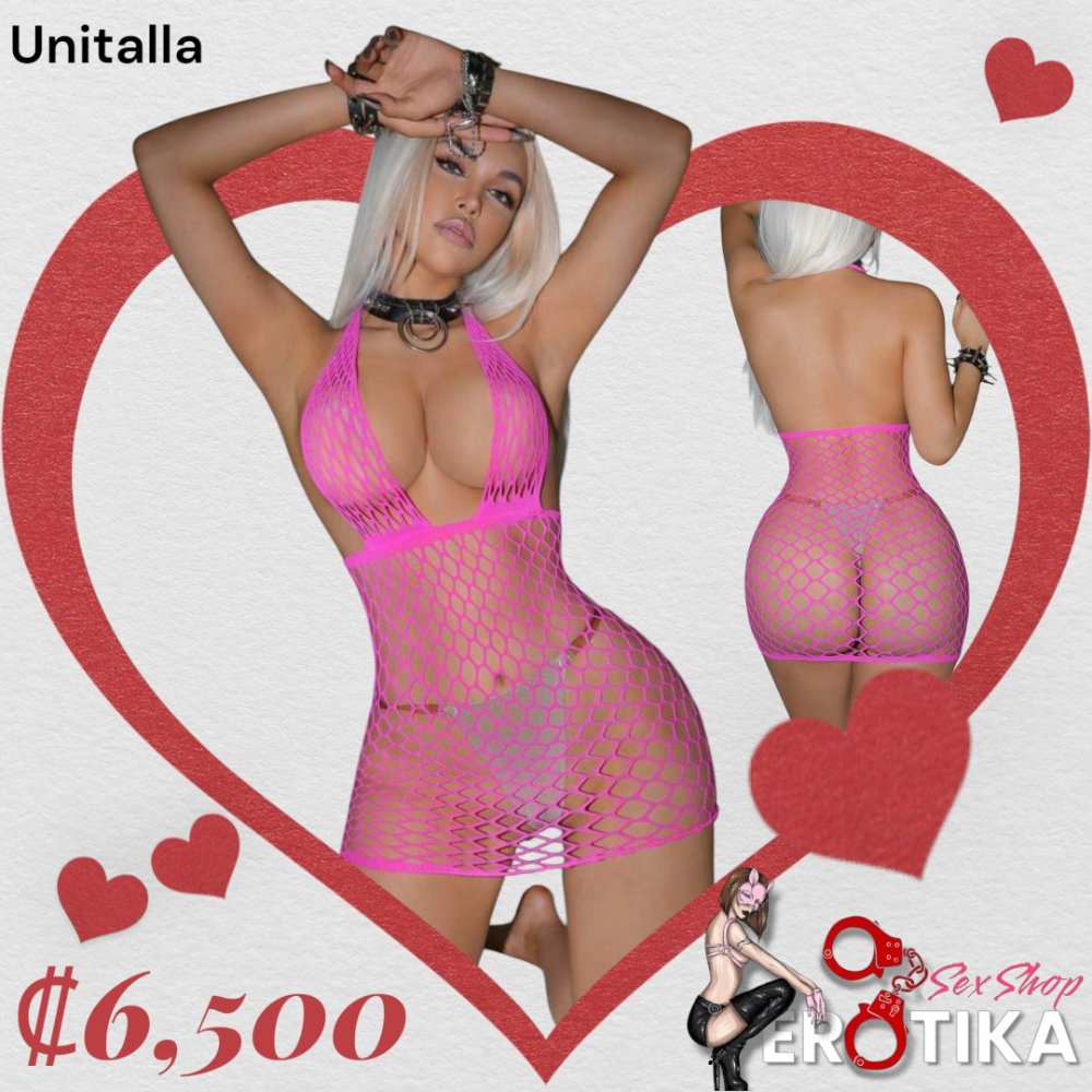 Vestido de malla fucsia