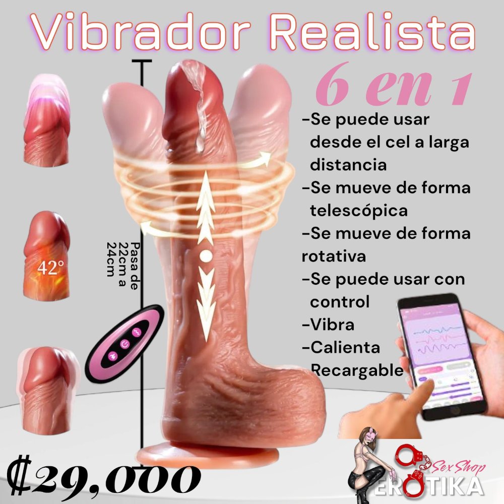 Consolador Realista 6 en 1 (Bluetooth y control)