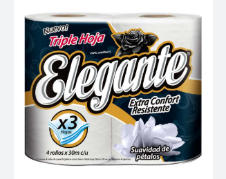 Ppapel higiénico triple hoja elegante 30m x4un