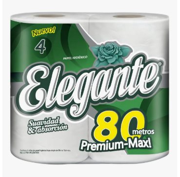 Papel higiénico elegante 80m (Hoja simple)  x4un