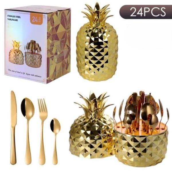 CUBIERTO MODELO PIÑA 24 PIEZAS