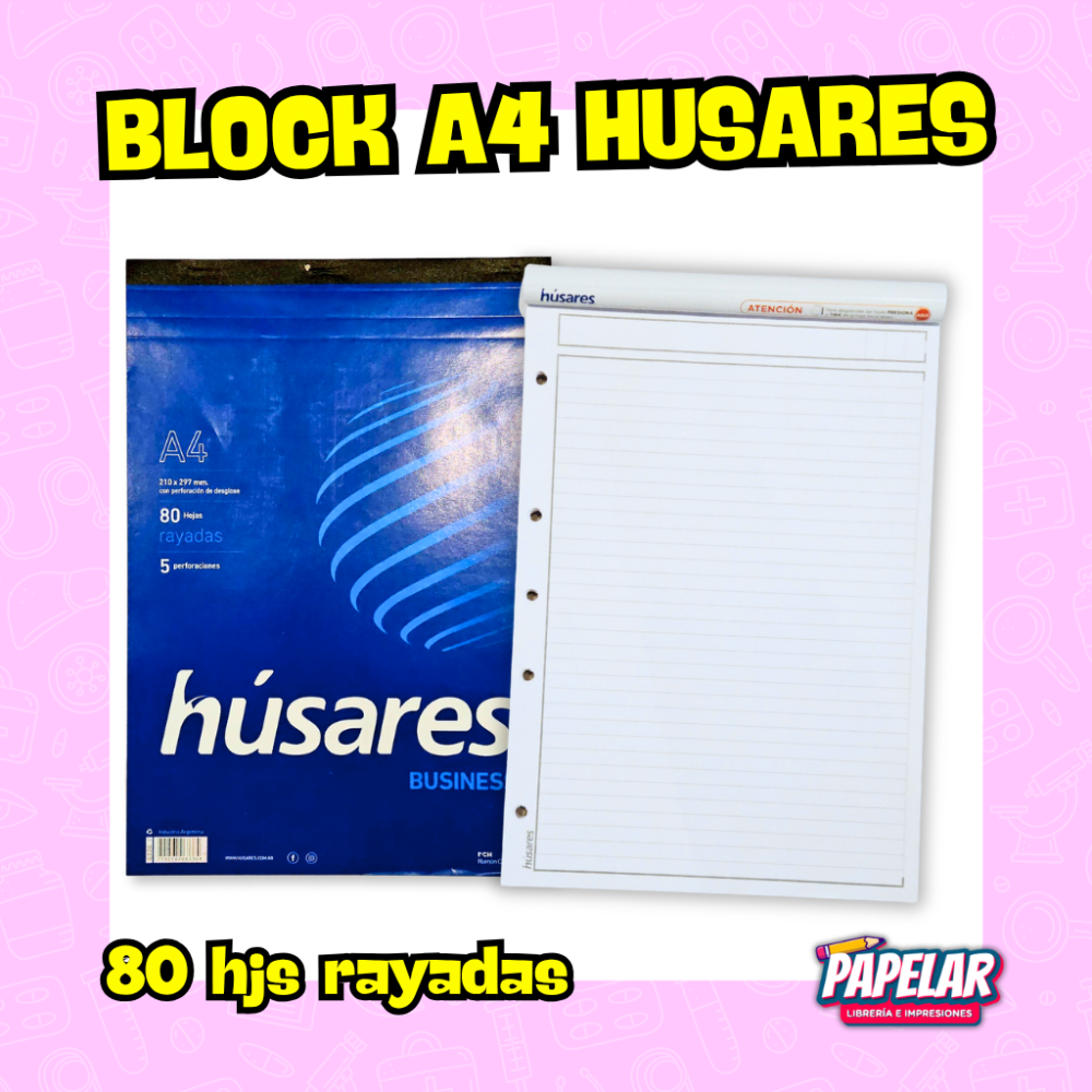 BLOCK HUSARES A4 X 80hjs rayado