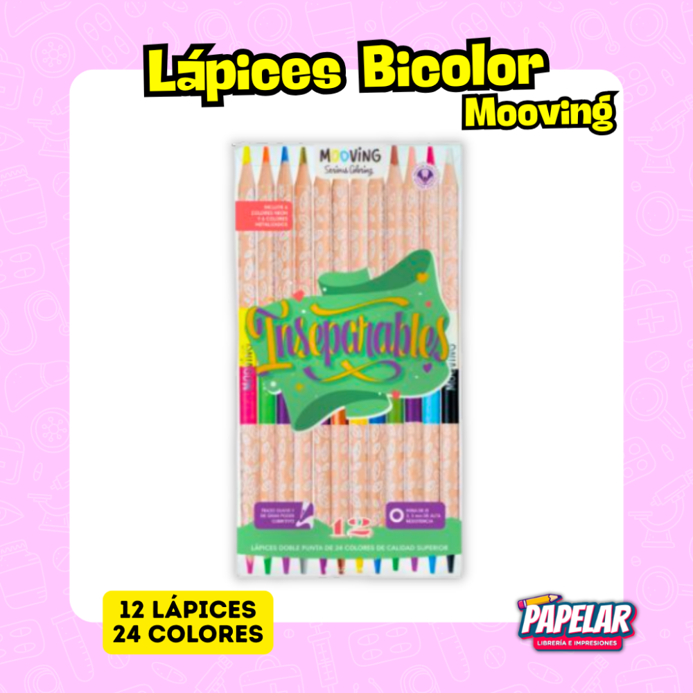 LAPICES MOOVING X 12 BI-COLORES