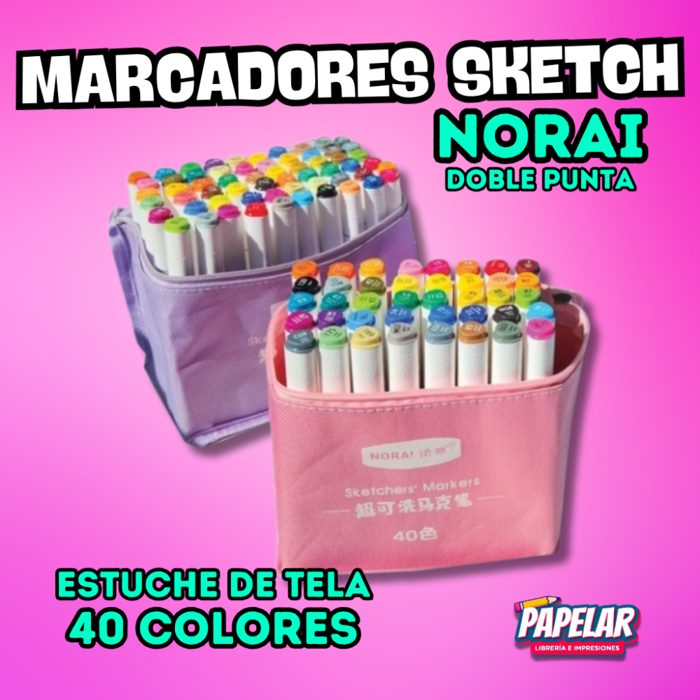 MARCADORES DOBLE PUNTA NORAI ASB x40 VALIJA TELA