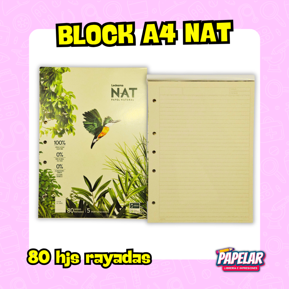 BLOCK A4 NATURAL RAYADO X80HJS
